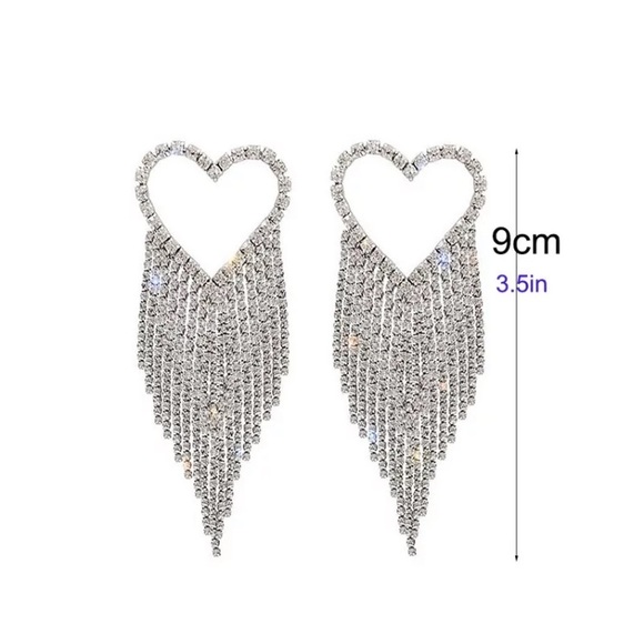 🌟 Luxury Rhinestone Heart Long Earrings - Picture 4 of 4